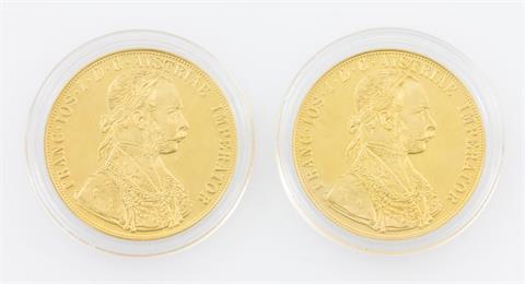 Österreich/ GOLD - 2 x 4 Dukaten 1915/NP, jeweils Franz Joseph I., je vz.,
