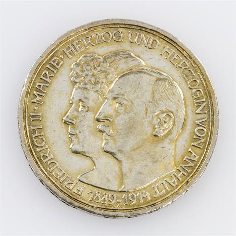Deutsches Reich/SILBER - 3 Mark 1914/A, Herzog Friedrich II. und Marie von Anhalt, ss.,