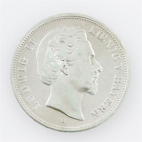 Dt. Reich/SILBER - 5 Mark 1876/D, Ludwig II. von Bayern, s.,