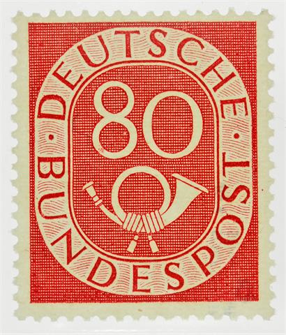 Bund - 1951, 80 Pfennig Posthorn,SELTENES Wz. 4Y,