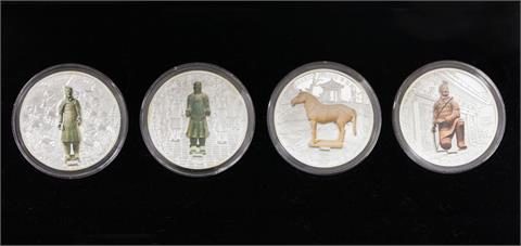 SILBERmünzen koloriert - Laos 4 x 1.000 Kip,