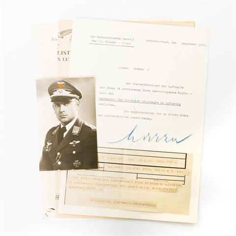 III. Reich - Dokumentennachlass des Majors und Trägers des Ehrenpokals für besondere Leistungen im Luftkrieg Heinz Dreher,