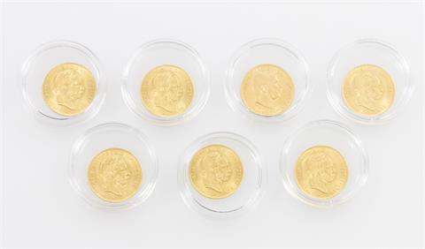 Österreich/GOLD - 6 x 8 Florin + 1 x 10 Kronen,