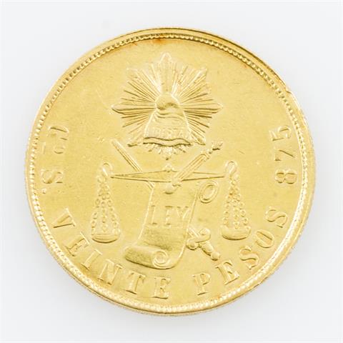 Mexico / GOLD - 20 Pesos 1871/S, Guanajuato,
