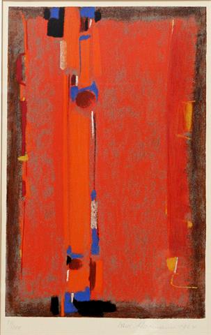 ACKERMANN, MAX (1887-1975): Abstrakte Komposition in Rot, 1964,