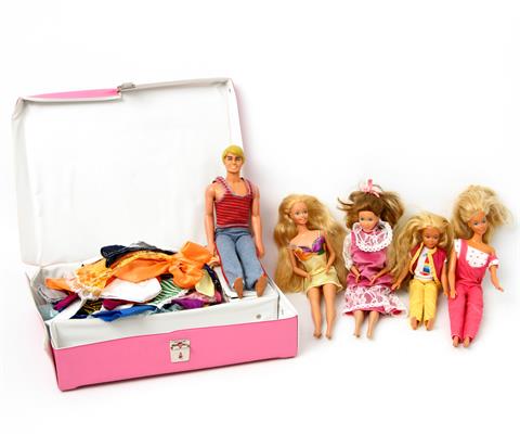 MATTEL Konvolut von fünf Barbie-Puppen und Zubehör, 2. H. 20. Jh.,