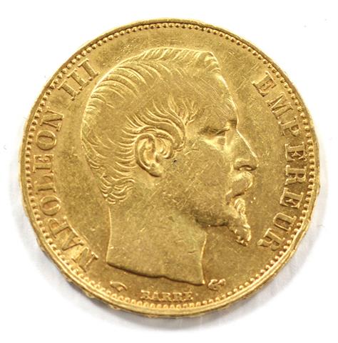 Frankreich/GOLD - 20 Francs 1858 A, Napoleon III.,