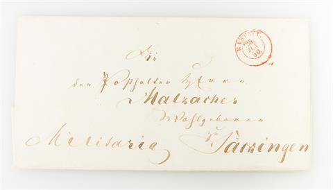 Baden Vorphilatelie - 1850,  BUNDESFESTUNG RASTATT,