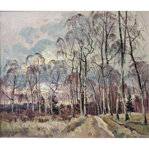 UMGELTER, HERMANN (1891-1962, Maler in Stuttgart), "Birkenwald im Rotwildpark"