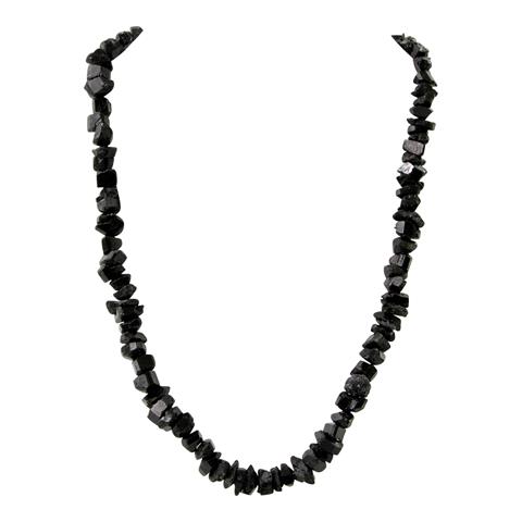 Halskette mit natürlichen, schwarzen Turmalinen in Freiform, Verschluss 333er Gold