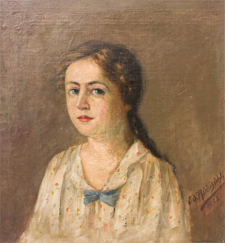 RÜDISÜHLI, EDUARD PAUL (Basel 1875-1938 Rorschacherberg), "Portrait eines jungen Mädchens",
