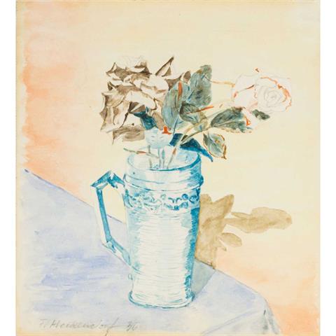 HECKENDORF, FRANZ (Berlin 1888-1962 München), "Stillleben mit Rosen in blauem Glaskrug",