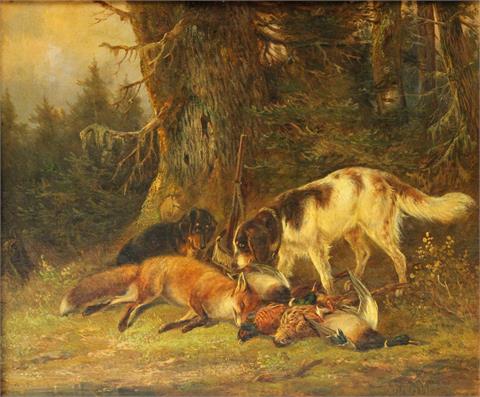 GEBLER, FRIEDRICH OTTO (Dresden 1838-1917 München, Tiermaler), "Die Bewachung der Beute",