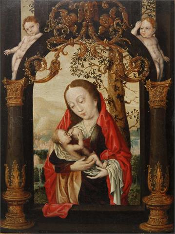 Maria lactans. FLÄMISCHER MEISTER, wohl BRÜSSEL um 1530