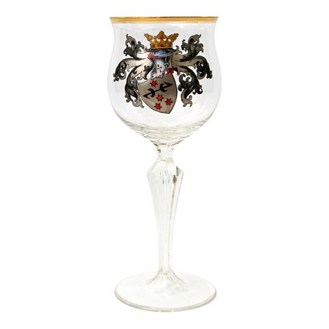 Kelchglas, mundgeblasen, mit Wappen, Anfang 20.Jh.,