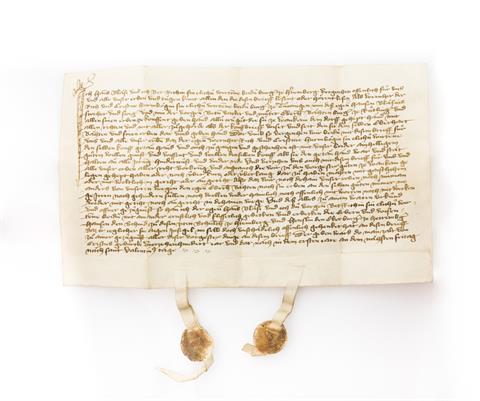 Spätmittelalterlicher Kaufbrief, 1401 - kleinformatige Pergamenturkunde