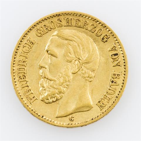 Baden/Gold - 20 Mark 1873/G, Großherzog Friedrich,
