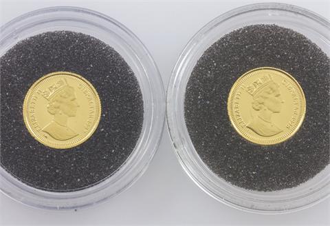 Gibraltar/ GOLD - 2 x Münzen "Kleinste Goldmünzen der Welt" 1997/98,
