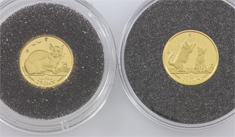 Isle of Man / GOLD - 2 x Münzen "Kleinste Goldmünzen der Welt",