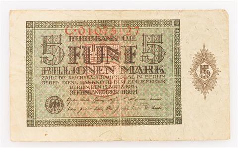 Dt. Banknoten ab 1871 - 5 Billionen Mark,
