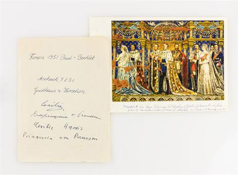 Autographen - Cecilie Kronprinzessin von Preussen und Tochter Cecilie Harris Prinzessin von Preussen,