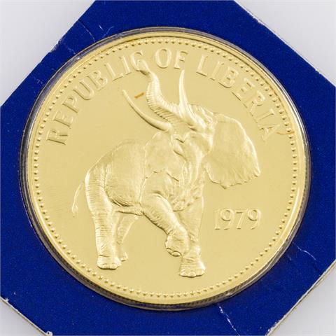 Republik Liberia/GOLD - 100 Dollars 1979, Elefant, proof,