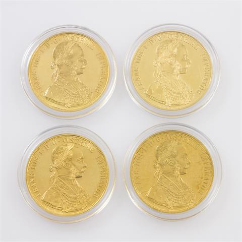 4-teiliges GOLDkonvolut Österreich - bestehend aus 4 x 4 Dukaten 1915/NP,