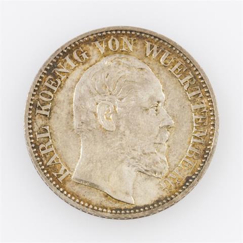 König Karl, Württemberg - 1/2 Gulden 1866,