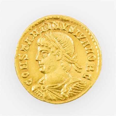 Antike/Röm. Kaiserzeit, Gold - Solidus, Constantin II. Caesar, Av: Belorbeerte, drapierte