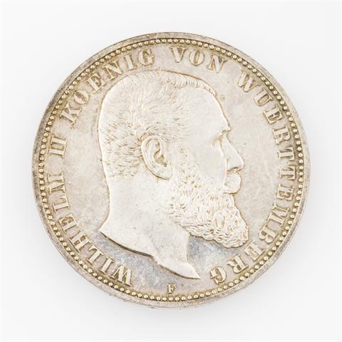 Württemberg - Wilhelm II., 1891-1918. 5 Mark 1892 F,