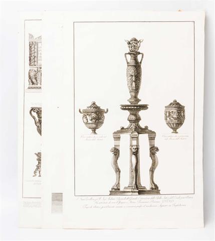 PIRANESI, GIOVANNI BATTISTA (1720-1778, italienischer Kupferstecher u. Architekturzeichner), 3 Blatt "Architektonische