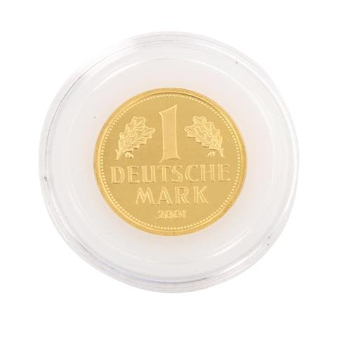 BRD/GOLD - 12g Gold fein, 1 Deutsche Mark 2001/F, f. prägefrisch,