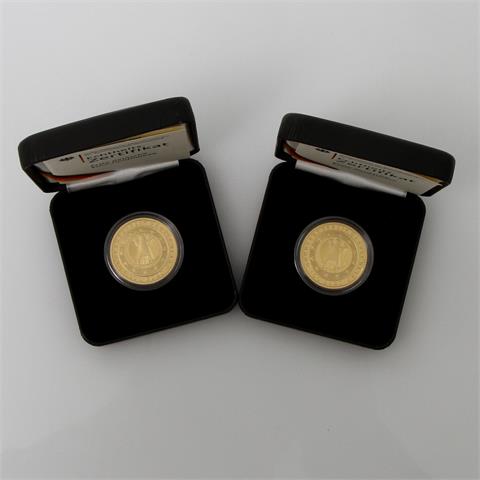 BRD/GOLD - 2 x 100 Euro 2002 F, Währungsunion,