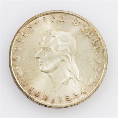 III. Reich - 5 RM 1934, auf den 175. Geburtstag Friedrich Schillers,