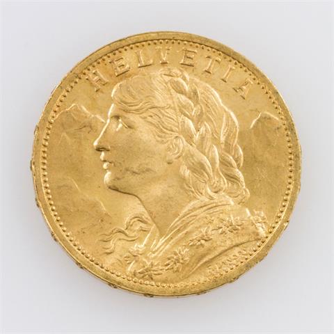 Schiwez/GOLD - 20 Franken 1897/B, Vreneli, ss-vz.,