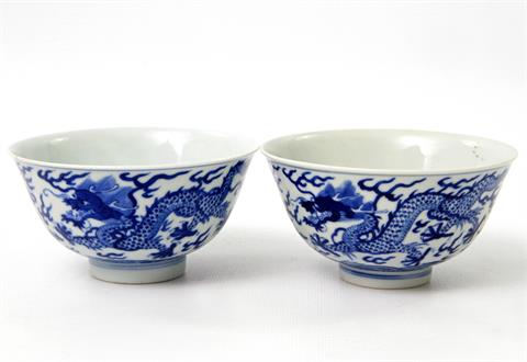 Paar feine blau-weisse Schälchen. CHINA, um 1850