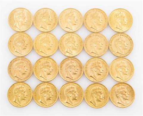 Preussen/GOLD - 20 x 20 Goldmark Wilhelm II.,