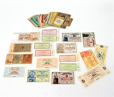 Diverse Banknoten - meist Kriegsgefangenengeld WK I.,