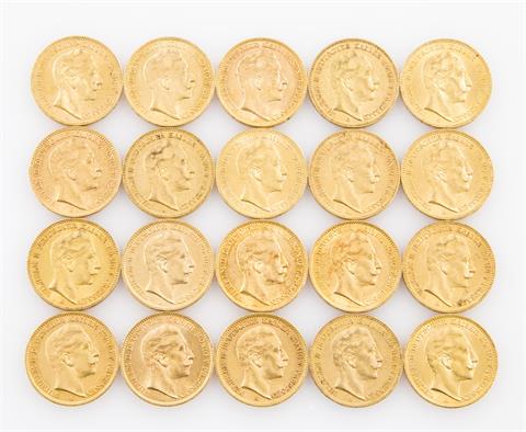 Preussen/GOLD - 20 x 20 Goldmark Wilhelm II.,