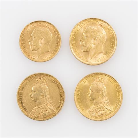 Australien/ GB/ GOLD - 3 x Goldpfund + 1/2 Pfund,