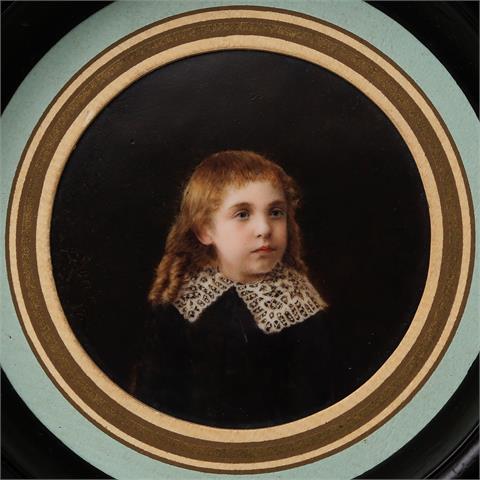 MINIATUR "Kinderportrait", bez.: F. Gautier 1884,