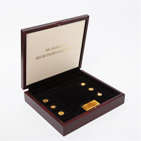Sehr schönes Set "Die Goldmünzen des deutschen Kaiserreiches" in dekorativer Holzbox - Zusammenstellung bestehend aus