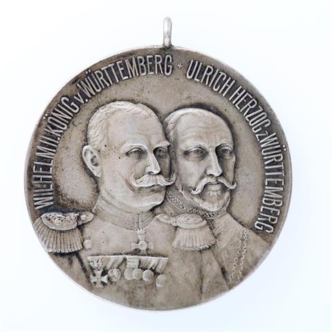 Schützenmedaille Stuttgart - Tragbare Silbermedaille 1901,