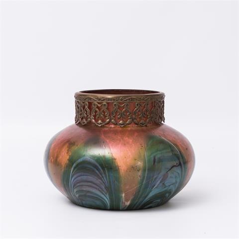 JUGENDSTIL Vase mit Metallmontierung, um 1900