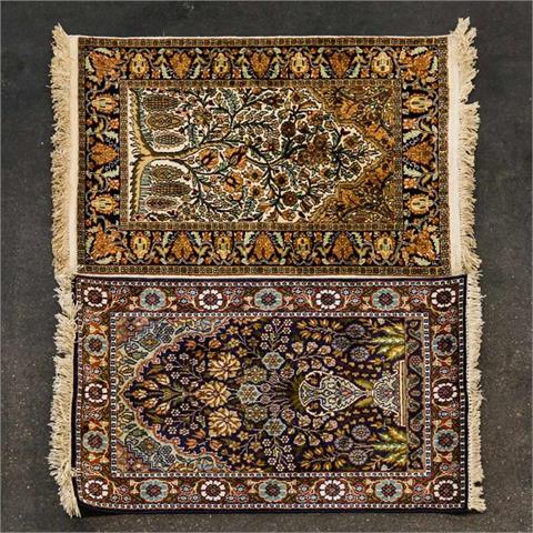 Konvolut: 2 Teppiche aus Kaschmirseide