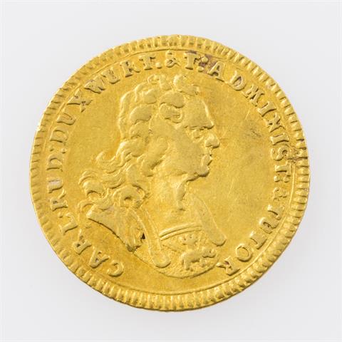 Württemberg/Gold - Dukat 1737, Karl Rudolf (1737-1738), Av: Brustbild n.r.,