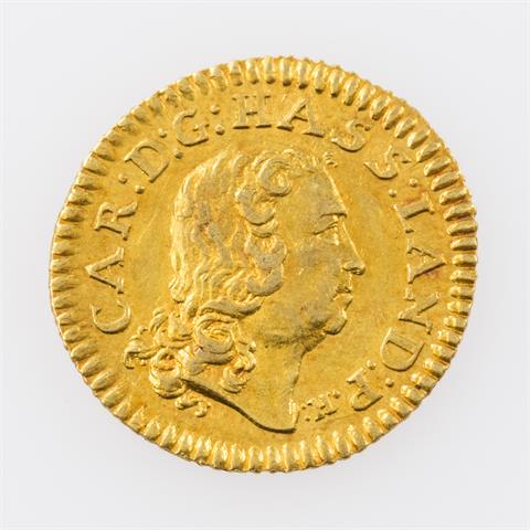 Hessen-Kassel/Gold - Dukat o.J., Karl I., Av: Kopf n.r., Rv: Gekröntes Wappen, vz.,
