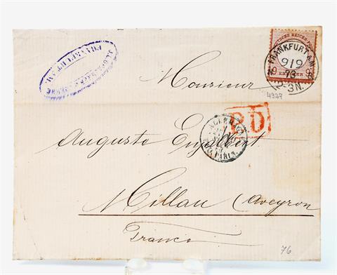 Dt. Reich Brustschilde - 1873, Auslandsbrief mit 9 Kreuzer