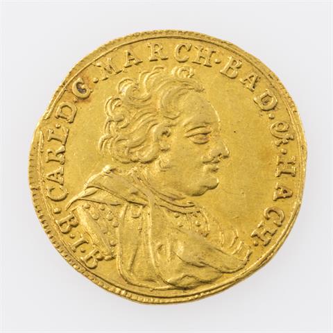 Baden-Durlach/Gold - Dukat 1721, Markgraf Karl Wilhelm, Münzmeisterzeichen Balthasar Johann Bethmann,