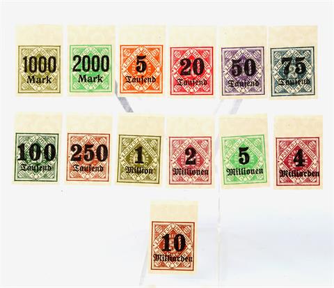 AD Württemberg - 1923, ungezähnte PROBEDRUCKE Dienstmarken,